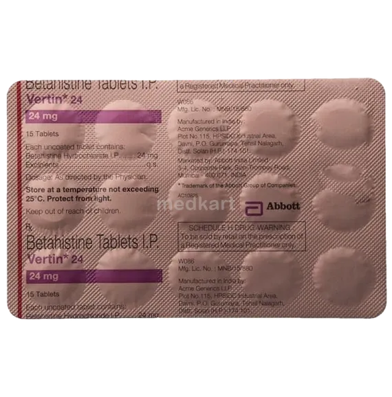 vertin 24mg tablet 15's